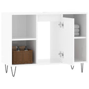Mueble de baño madera de ingeniería blanco brillo 80x33x60 cm v6418 - Vetonek
