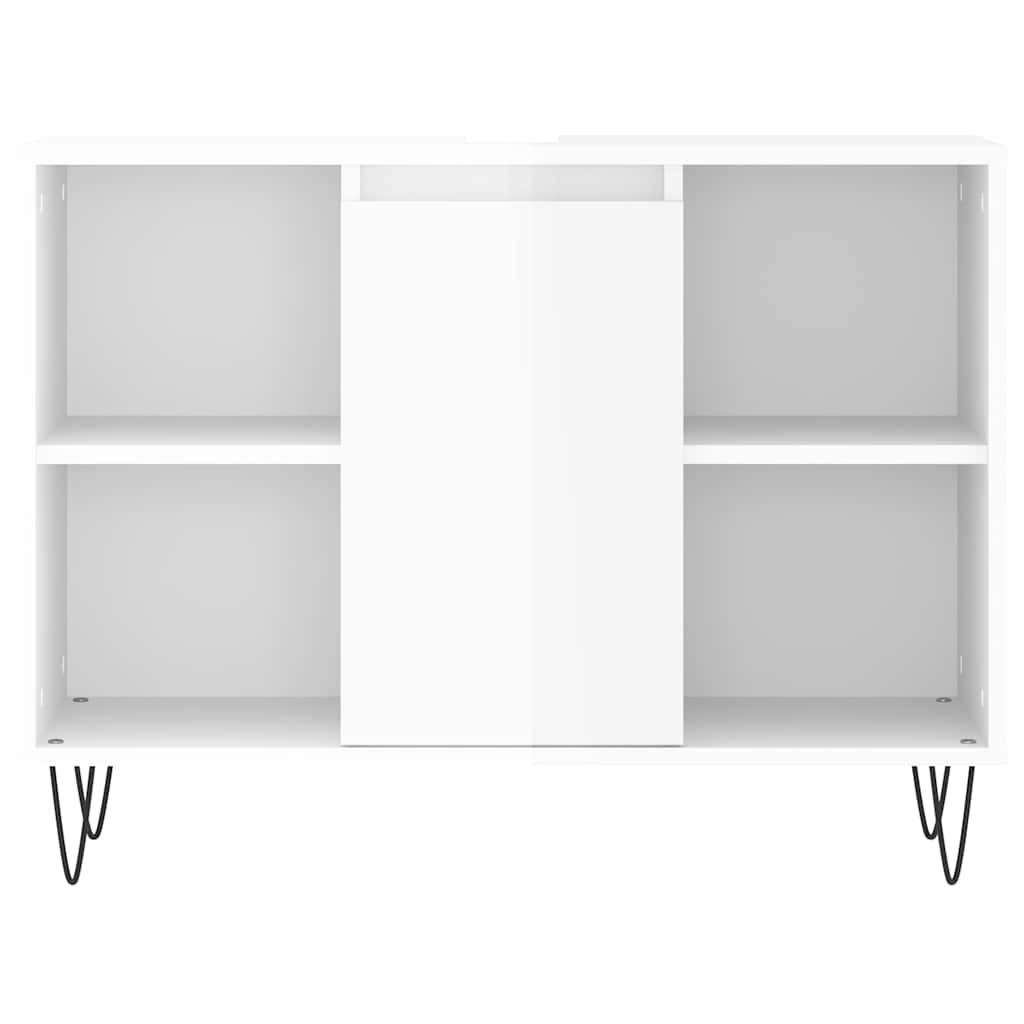 Mueble de baño madera de ingeniería blanco brillo 80x33x60 cm v6418 - Vetonek