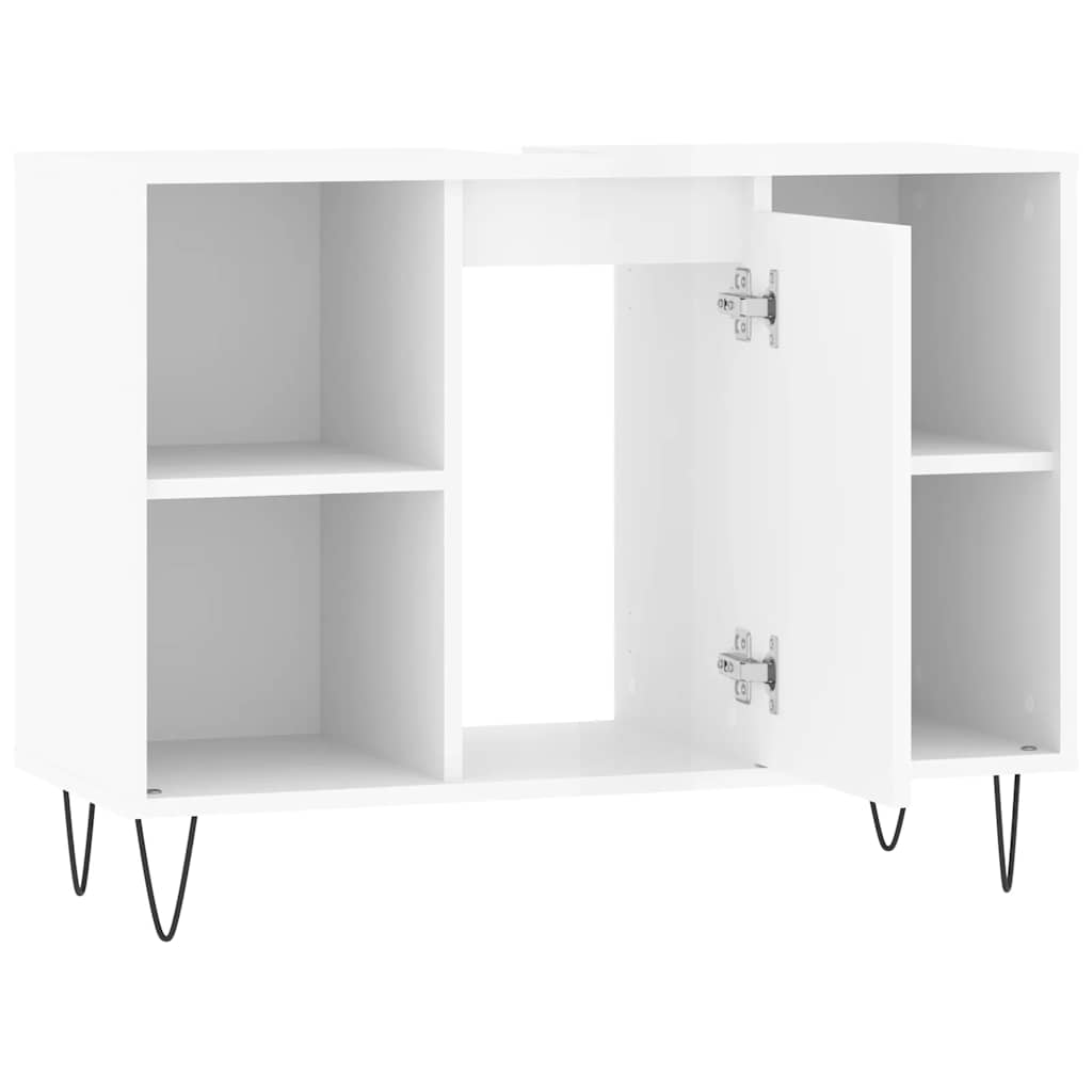 Mueble de baño madera de ingeniería blanco brillo 80x33x60 cm v6418 - Vetonek