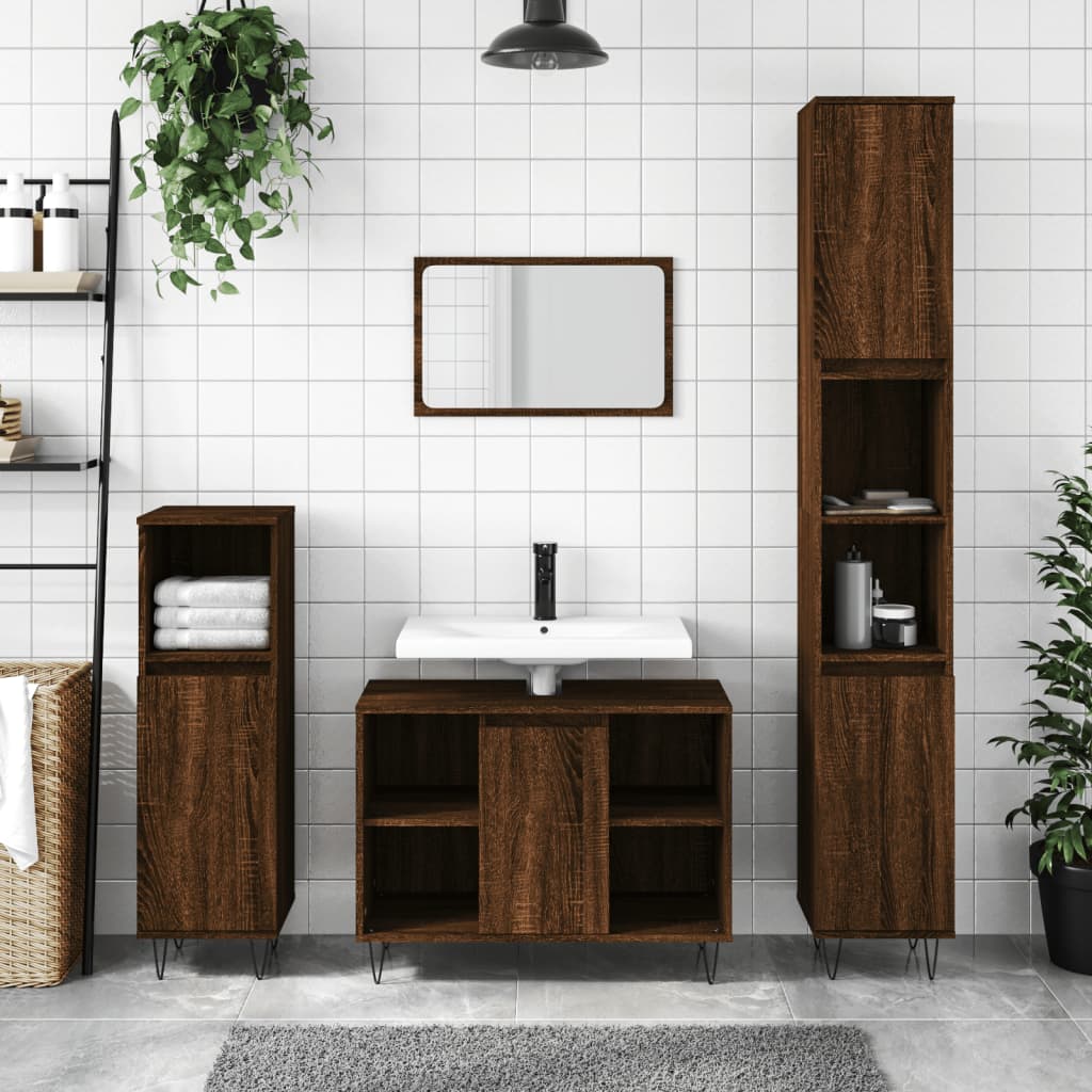 Vetonek Mueble de baño madera de ingeniería roble marrón 80x33x60 cm