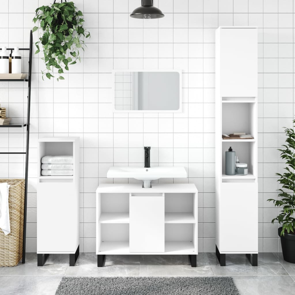 Vetonek Mueble de baño madera de ingeniería blanco 80x33x60 cm