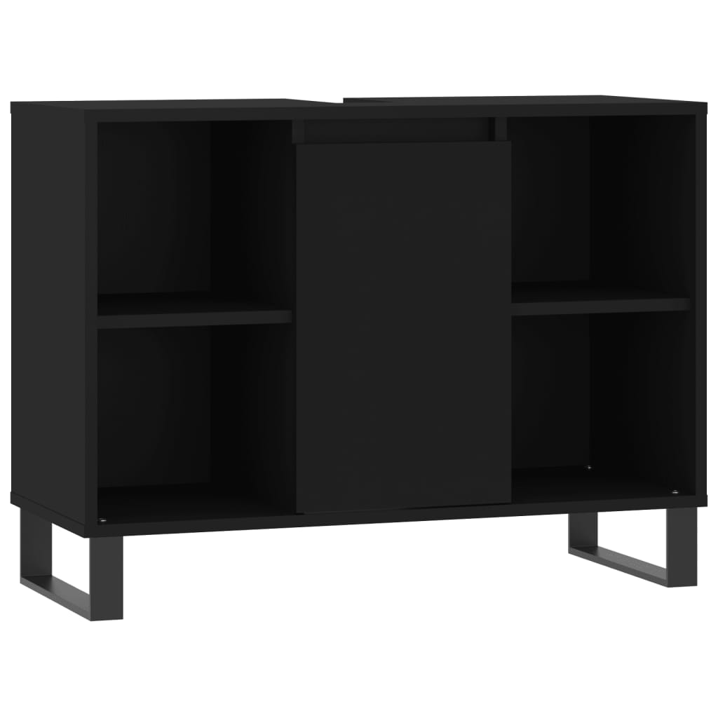 Mueble de baño madera de ingeniería negro 80x33x60 cm vidaXL