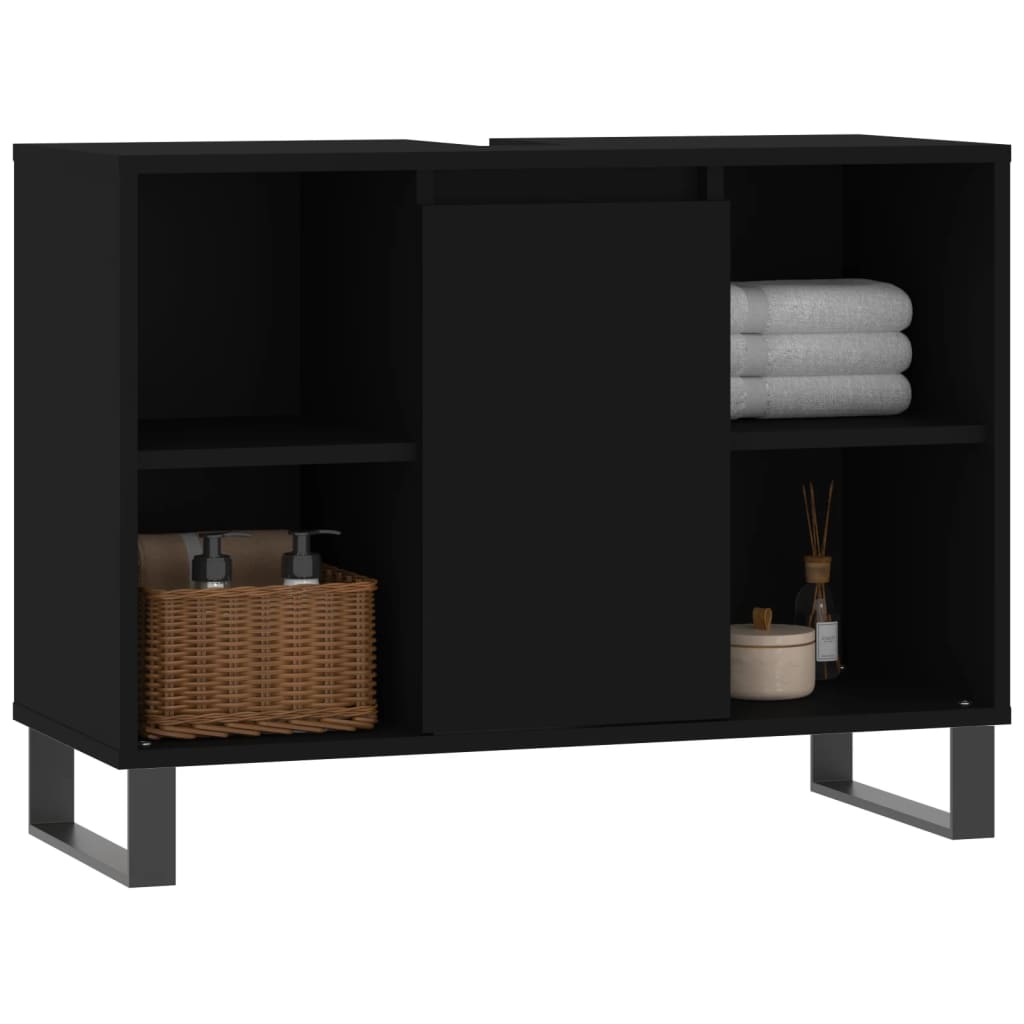 Mueble de baño madera de ingeniería negro 80x33x60 cm vidaXL