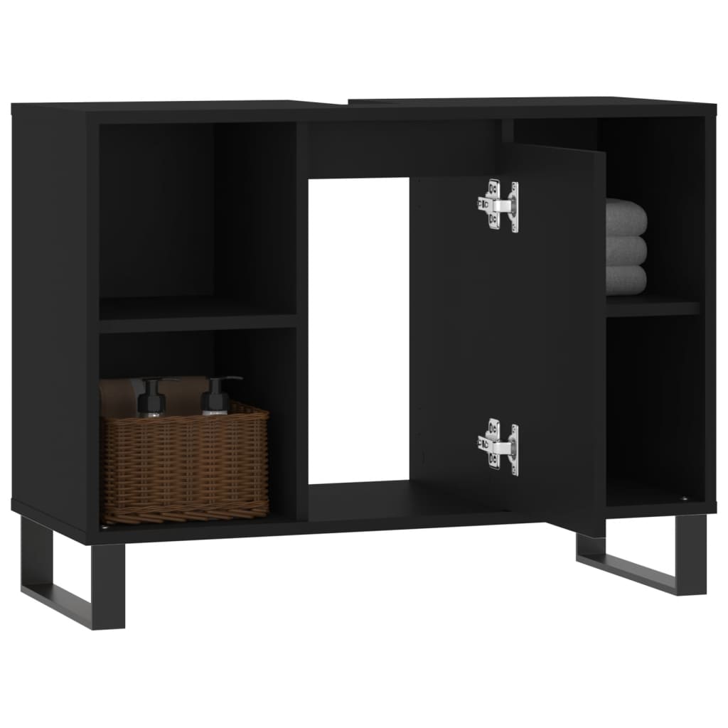 Mueble de baño madera de ingeniería negro 80x33x60 cm vidaXL