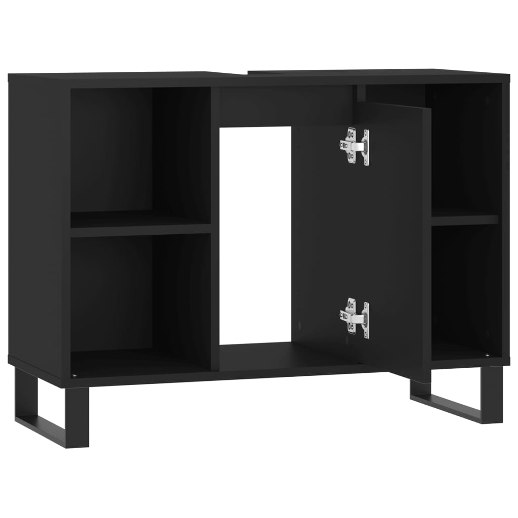 Mueble de baño madera de ingeniería negro 80x33x60 cm vidaXL