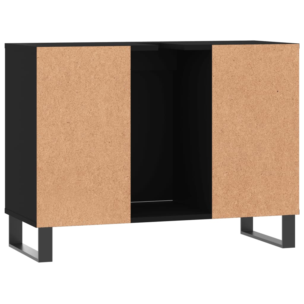 Mueble de baño madera de ingeniería negro 80x33x60 cm vidaXL