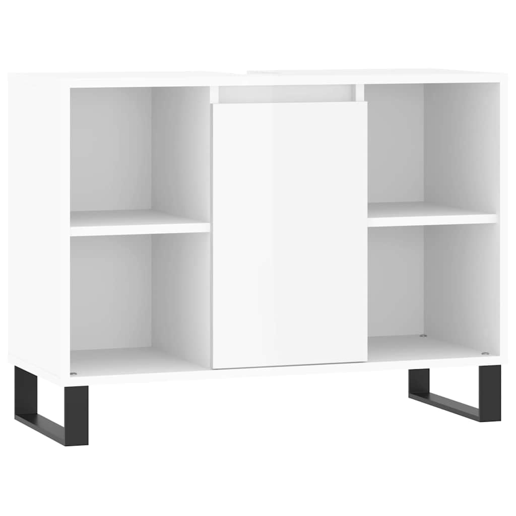 Mueble de baño madera de ingeniería blanco brillo 80x33x60 cm v6494 - Vetonek