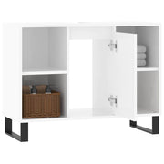 Mueble de baño madera de ingeniería blanco brillo 80x33x60 cm v6494 - Vetonek
