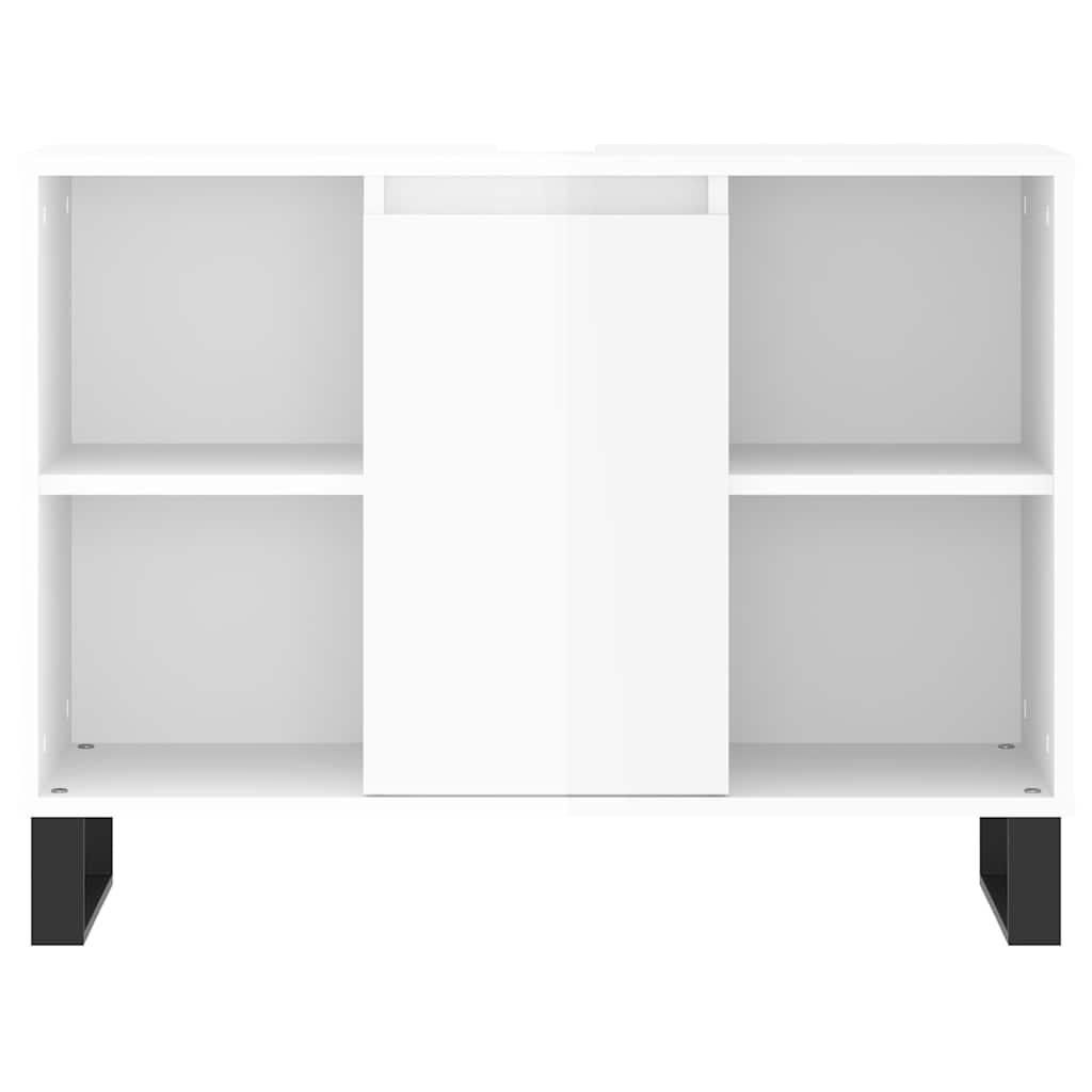 Mueble de baño madera de ingeniería blanco brillo 80x33x60 cm v6494 - Vetonek