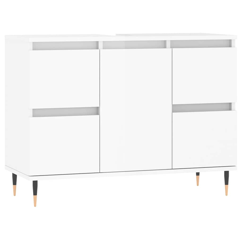 Mueble de baño madera de ingeniería blanco brillo 80x33x60 cm v6579 - Vetonek