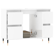 Mueble de baño madera de ingeniería blanco brillo 80x33x60 cm v6579 - Vetonek