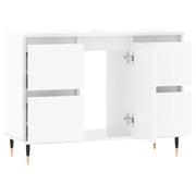 Mueble de baño madera de ingeniería blanco brillo 80x33x60 cm v6579 - Vetonek