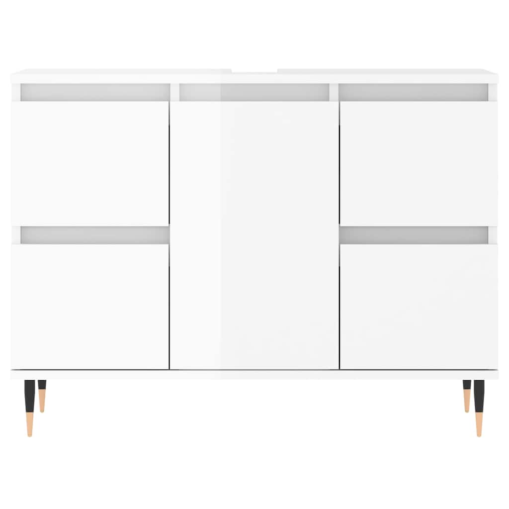 Mueble de baño madera de ingeniería blanco brillo 80x33x60 cm v6579 - Vetonek