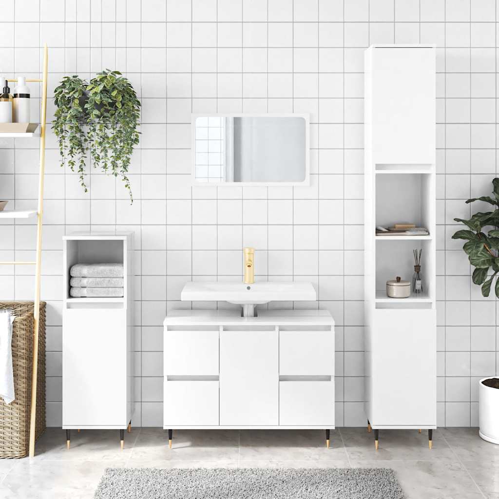 Mueble de baño madera de ingeniería blanco brillo 80x33x60 cm v6579 Vetonek