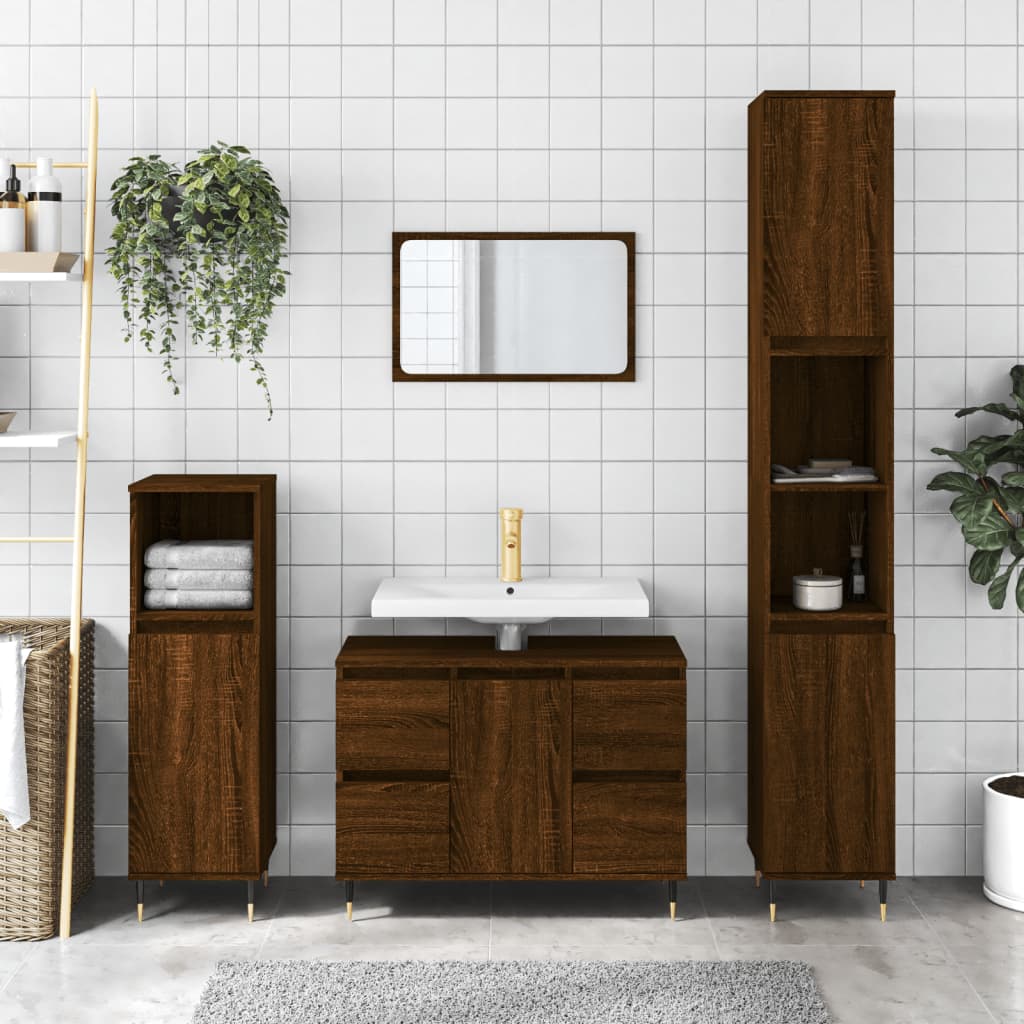 Vetonek Mueble de baño madera de ingeniería roble marrón 80x33x60 cm