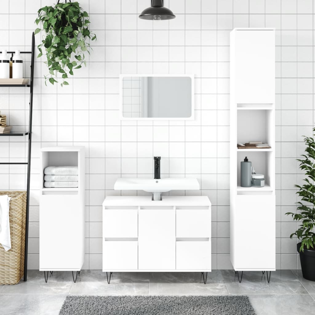 Vetonek Mueble de baño madera de ingeniería blanco 80x33x60 cm