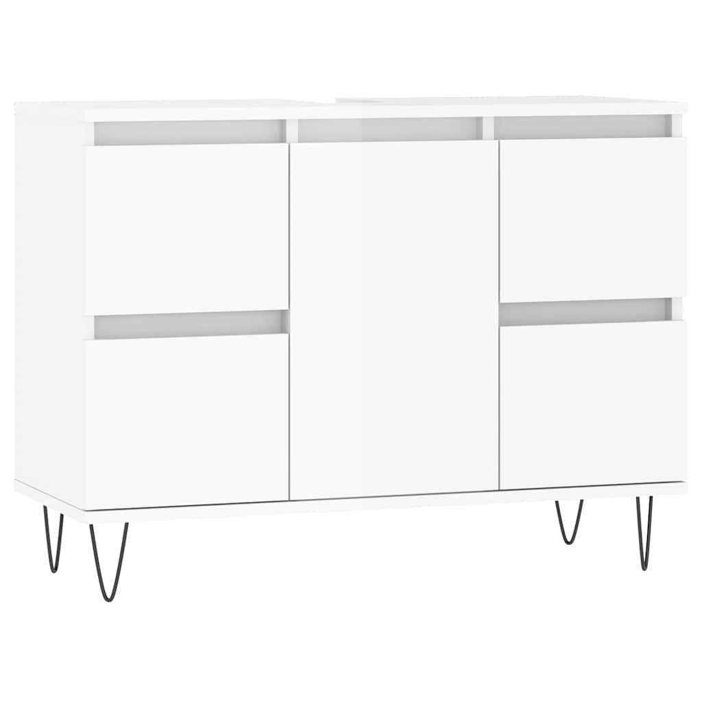 Vetonek Mueble de baño madera de ingeniería blanco brillo 80x33x60 cm