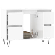 Mueble de baño madera de ingeniería blanco brillo 80x33x60 cm v6654 - Vetonek
