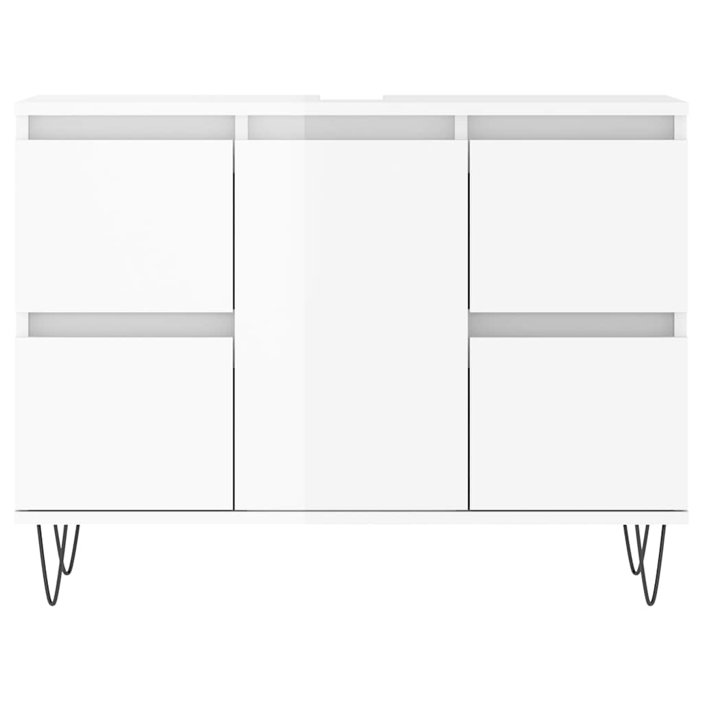 Mueble de baño madera de ingeniería blanco brillo 80x33x60 cm v6654 - Vetonek