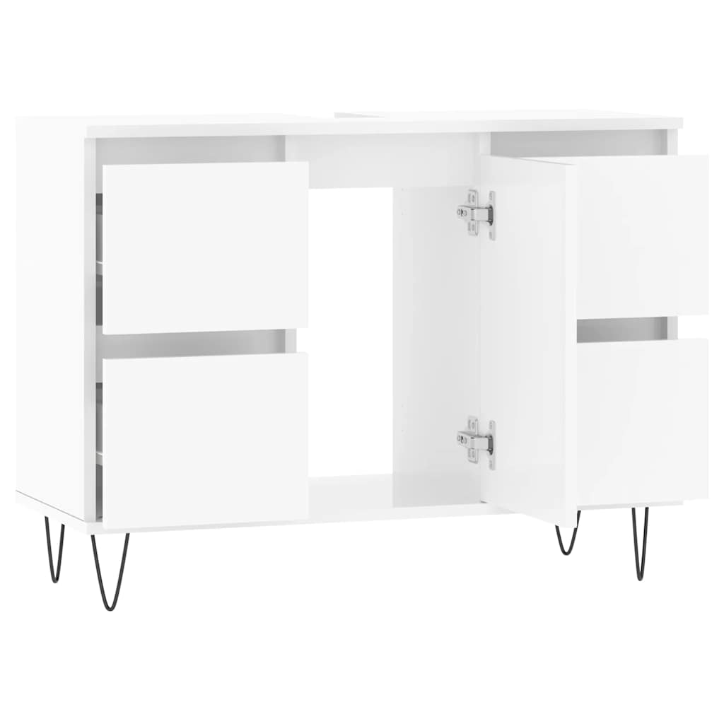 Mueble de baño madera de ingeniería blanco brillo 80x33x60 cm v6654 - Vetonek
