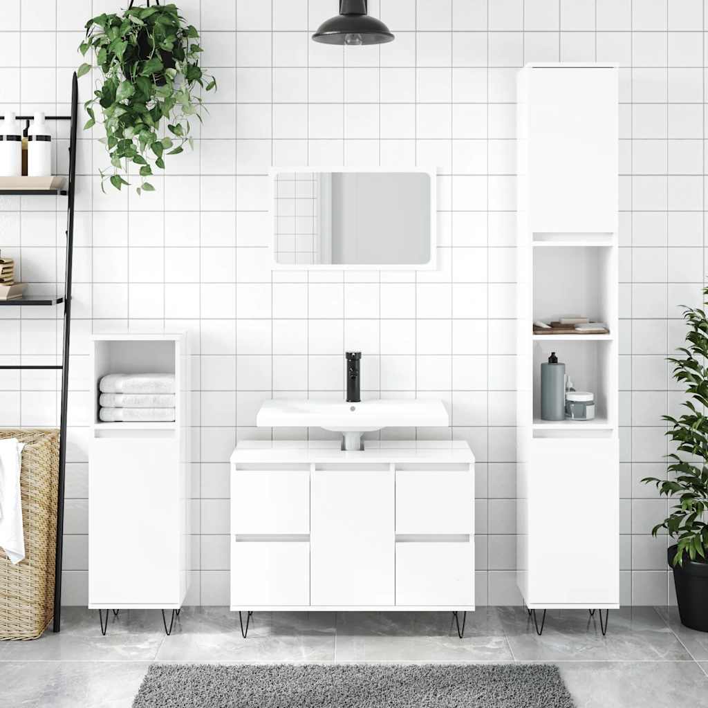 Mueble de baño madera de ingeniería blanco brillo 80x33x60 cm v6654 Vetonek