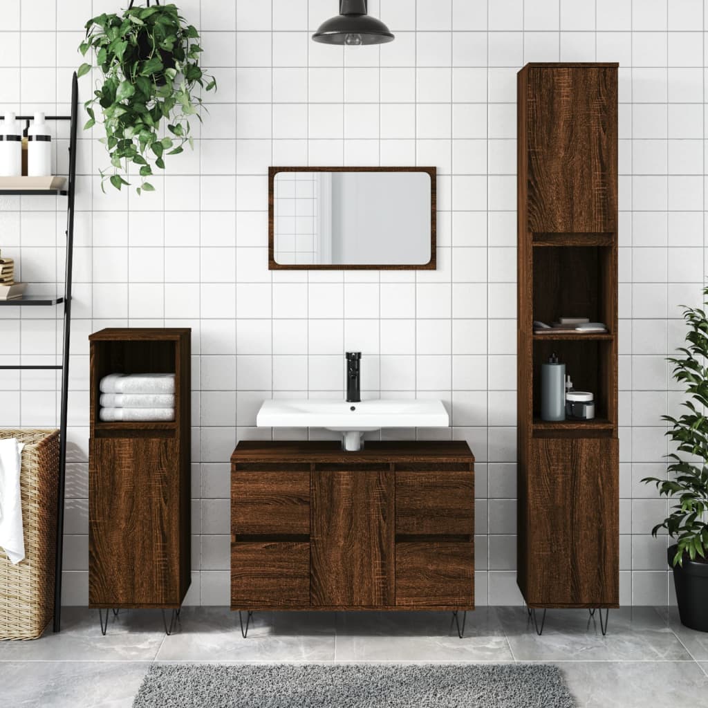 Vetonek Mueble de baño madera de ingeniería roble marrón 80x33x60 cm