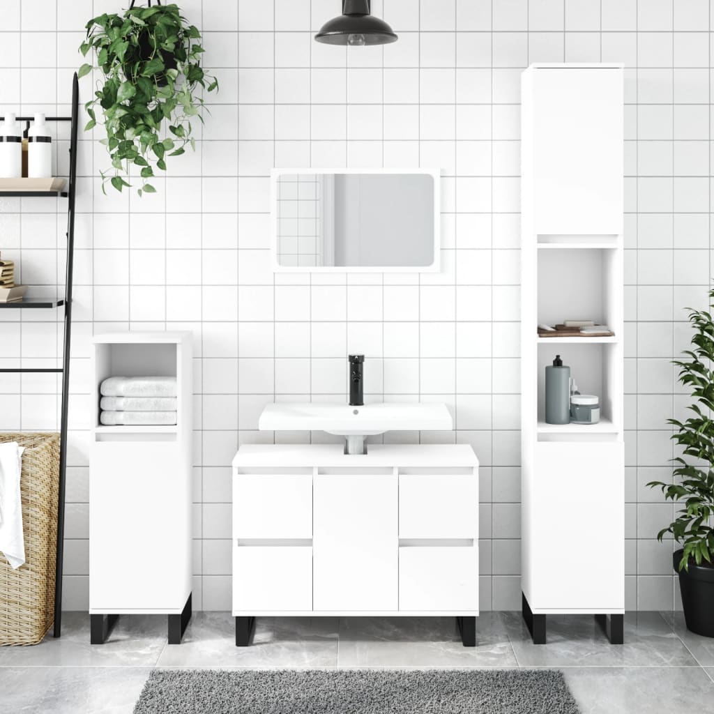 Vetonek Mueble de baño madera de ingeniería blanco 80x33x60 cm