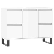 Vetonek Mueble de baño madera de ingeniería blanco brillo 80x33x60 cm