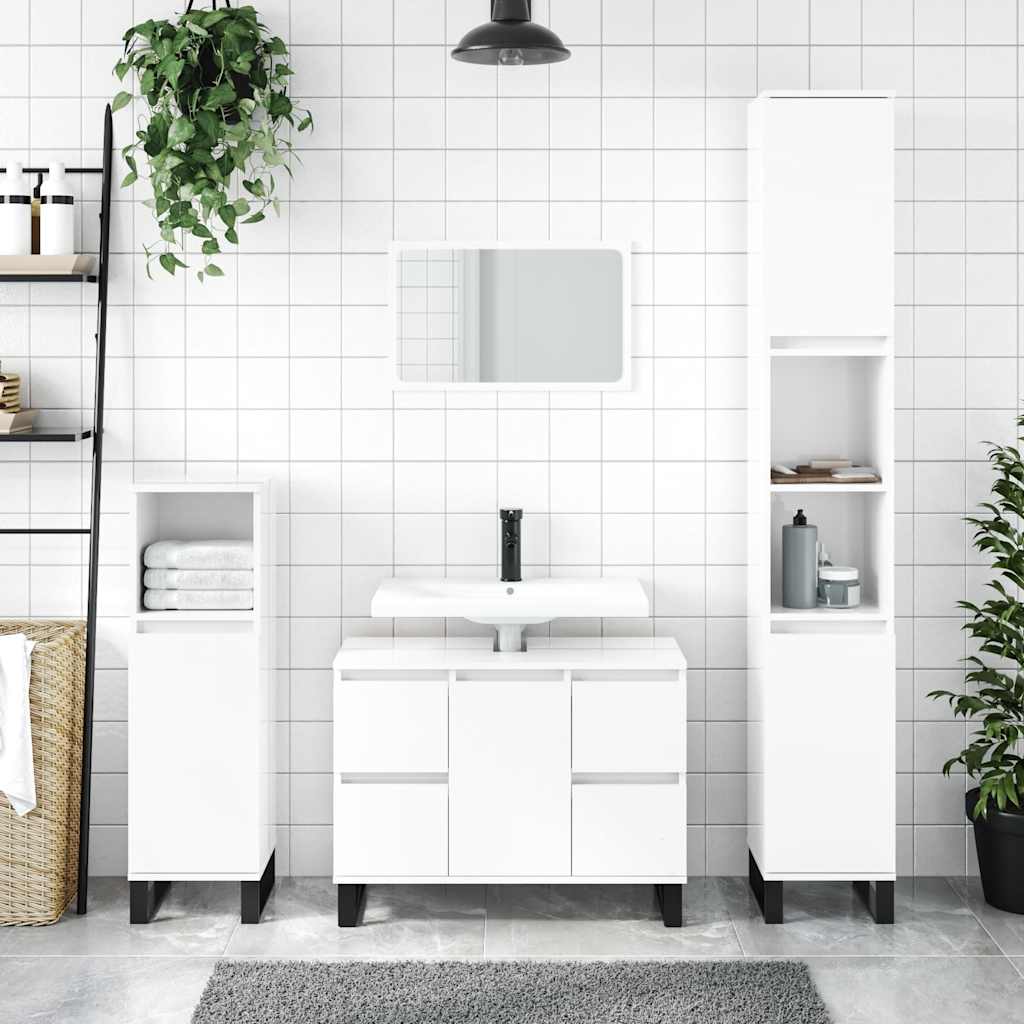 Mueble de baño madera de ingeniería blanco brillo 80x33x60 cm v6739 Vetonek