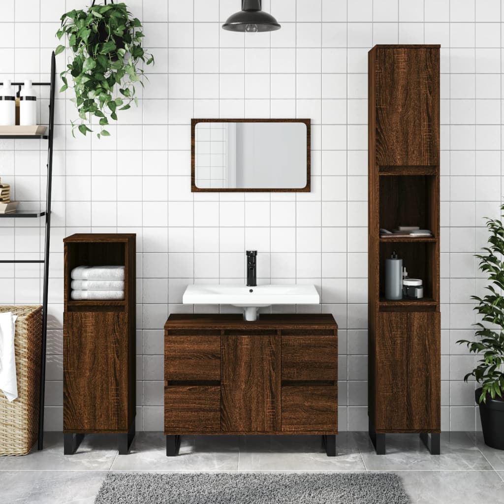 Vetonek Mueble de baño madera de ingeniería roble marrón 80x33x60 cm