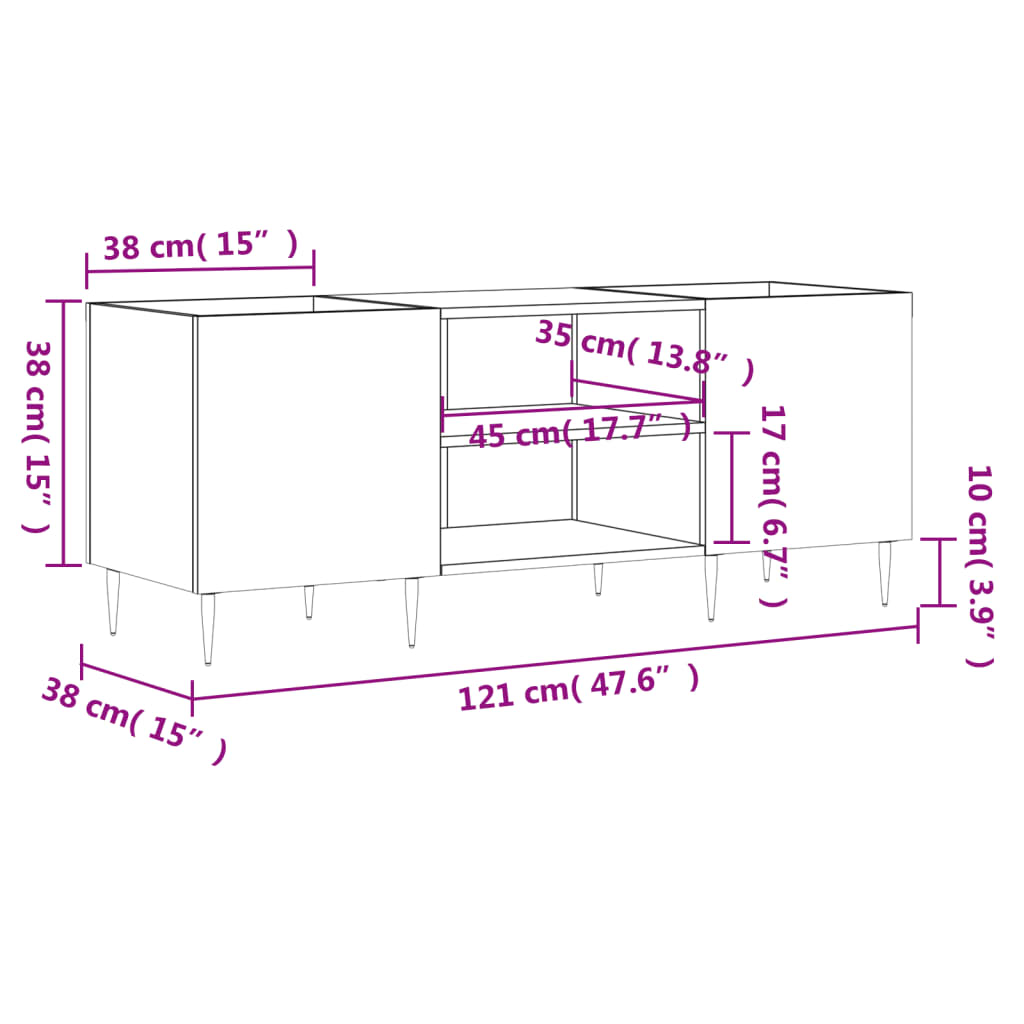 Mueble para discos madera blanco 121x38x48 cm