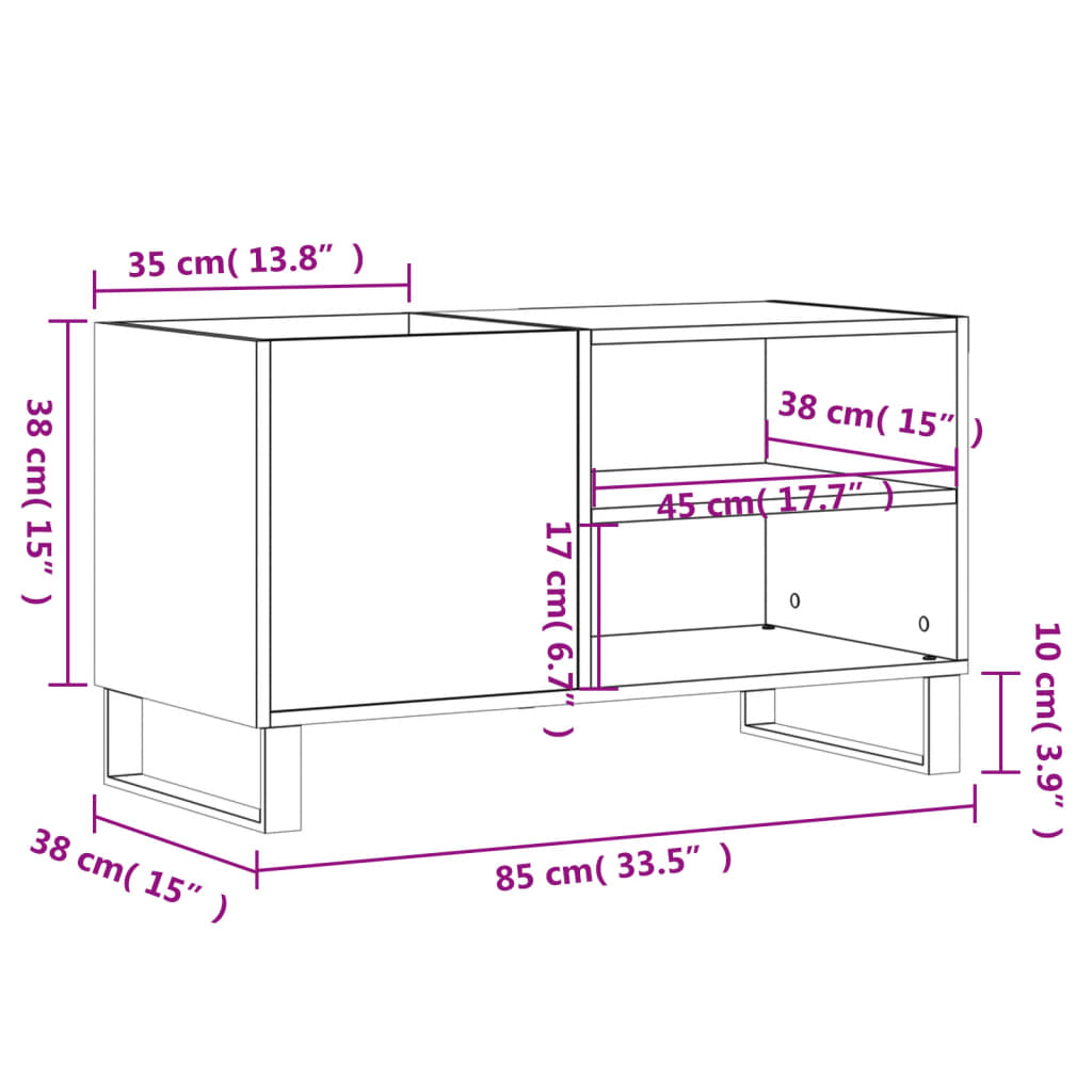 Mueble de discos madera de ingeniería roble Sonoma 85x38x48 cm