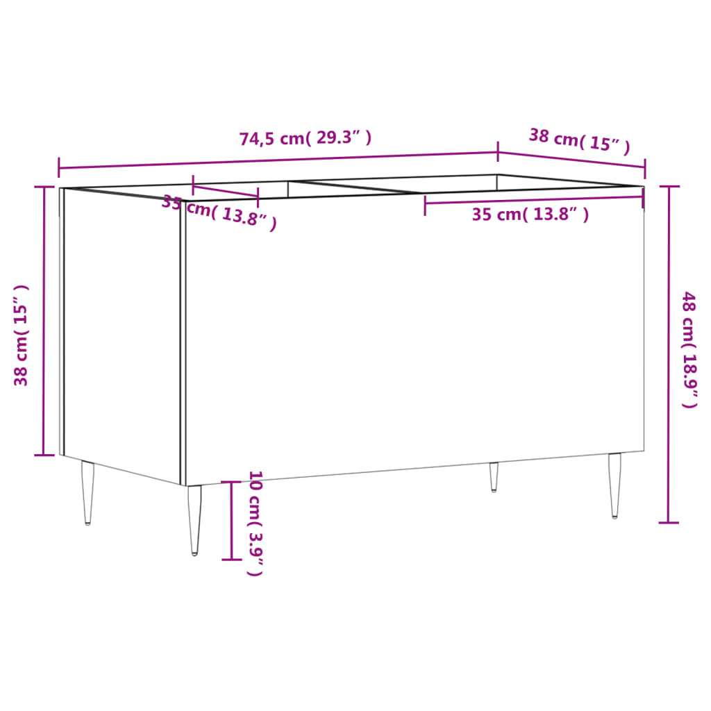 Mueble discos madera blanco brillo 74,5x38x48 cm