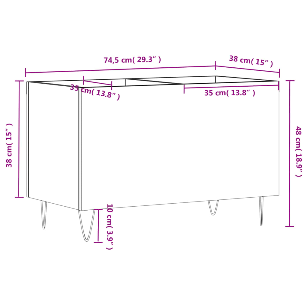 Mueble para discos madera blanco 74,5x38x48 cm