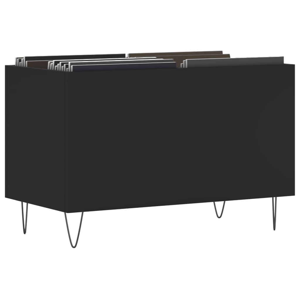 Mueble para discos madera negro 74,5x38x48 cm