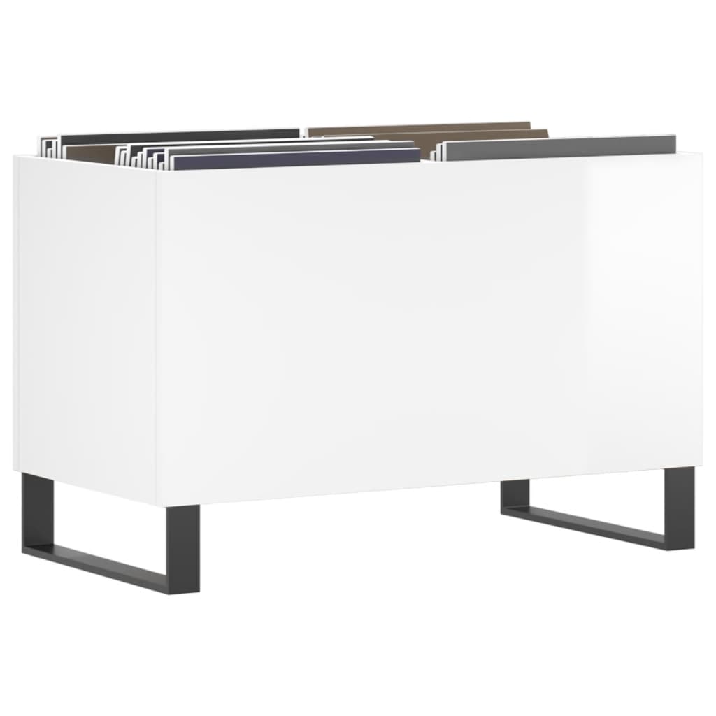 Mueble discos madera blanco brillo 74,5x38x48 cm