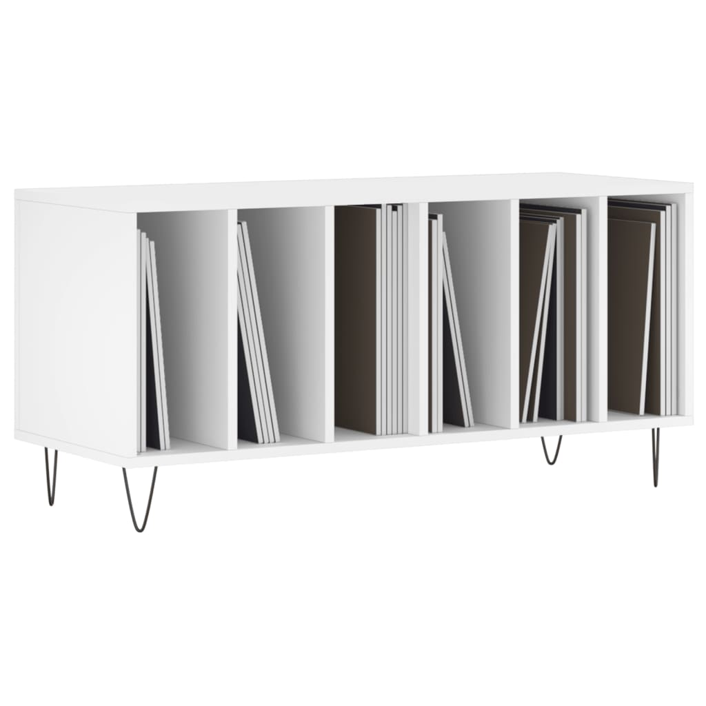 Mueble para discos madera blanco 100x38x48 cm