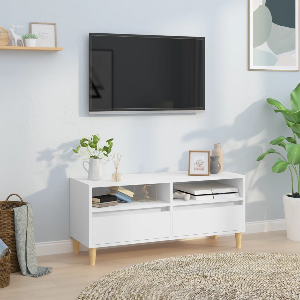 Vetonek Mueble para TV madera contrachapada blanco 100x34,5x44,5 cm