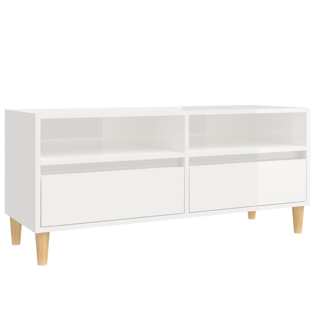 Mueble de TV madera blanco brillo 100x34,5x44,5cm vidaXL