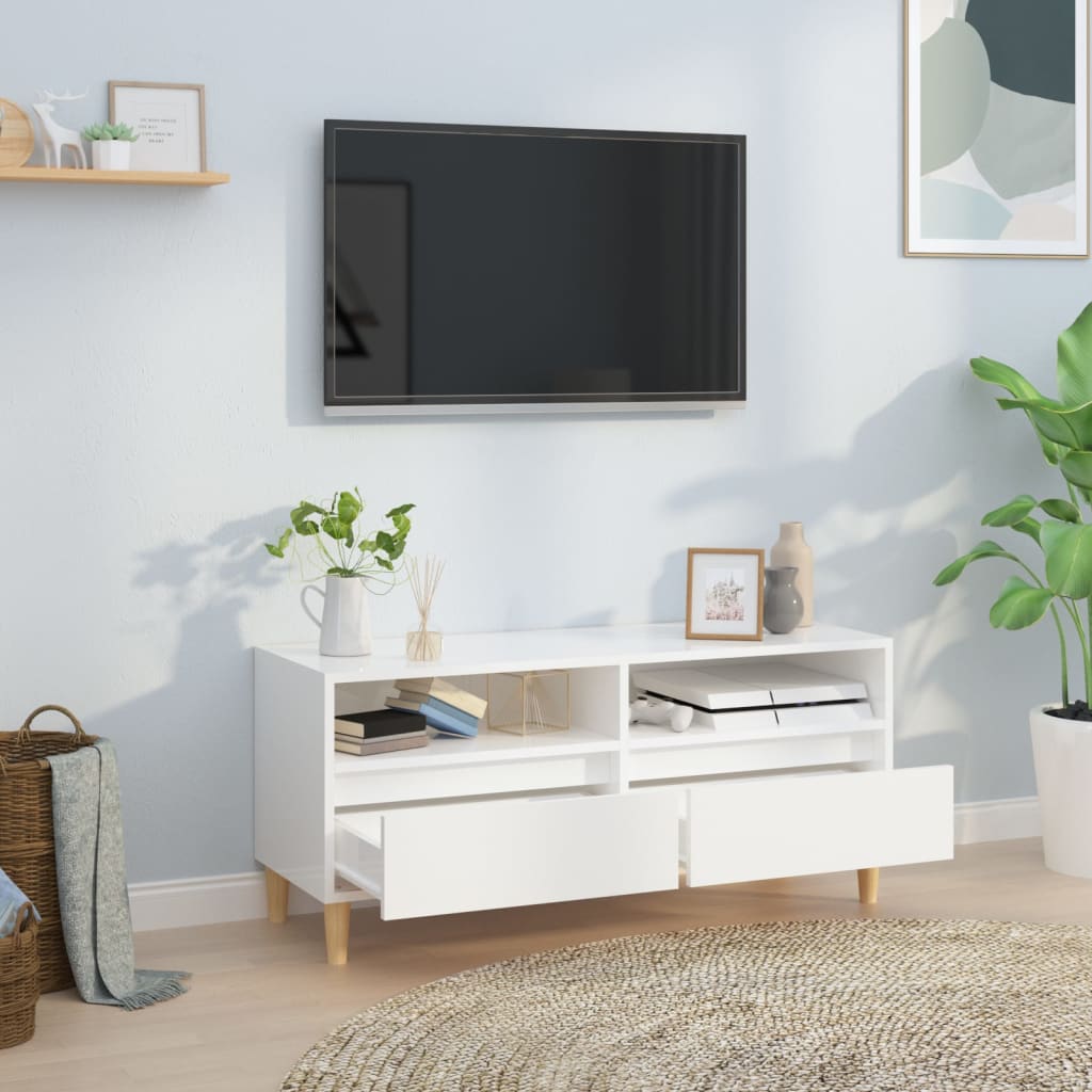 Mueble de TV madera blanco brillo 100x34,5x44,5cm vidaXL