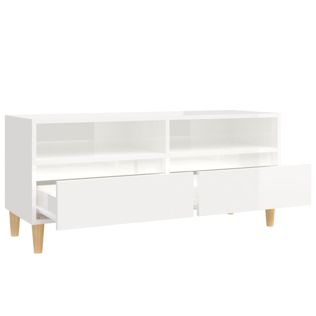 Mueble de TV madera blanco brillo 100x34,5x44,5cm vidaXL