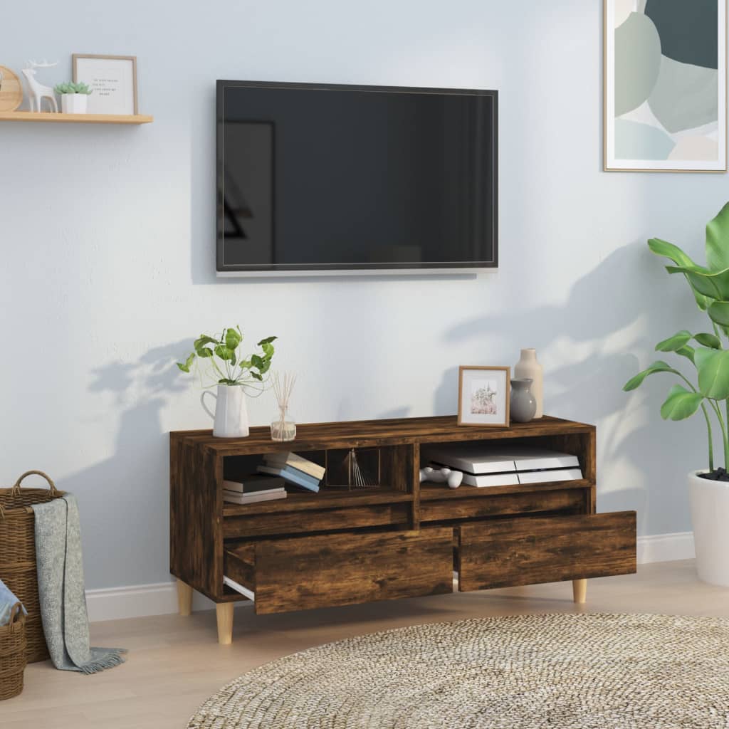 Mueble de TV madera roble ahumado 100x34,5x44,5cm