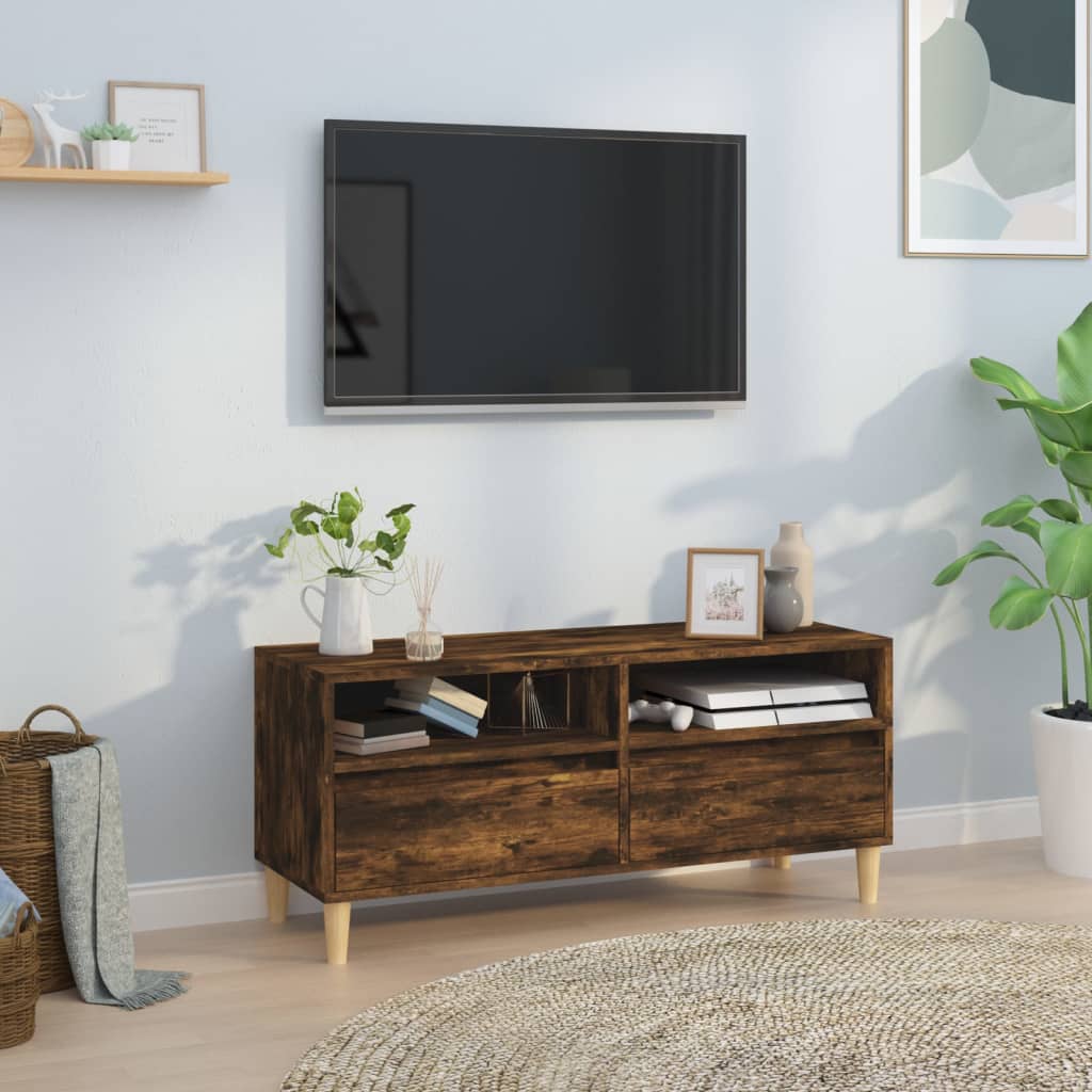 Vetonek Mueble de TV madera contrachapada roble ahumado 100x34,5x44,5cm