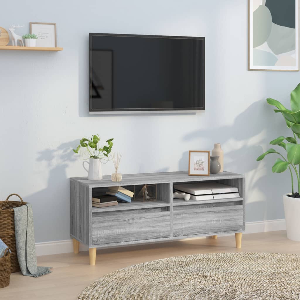 Vetonek Mueble de TV madera contrachapada gris Sonoma 100x34,5x44,5 cm