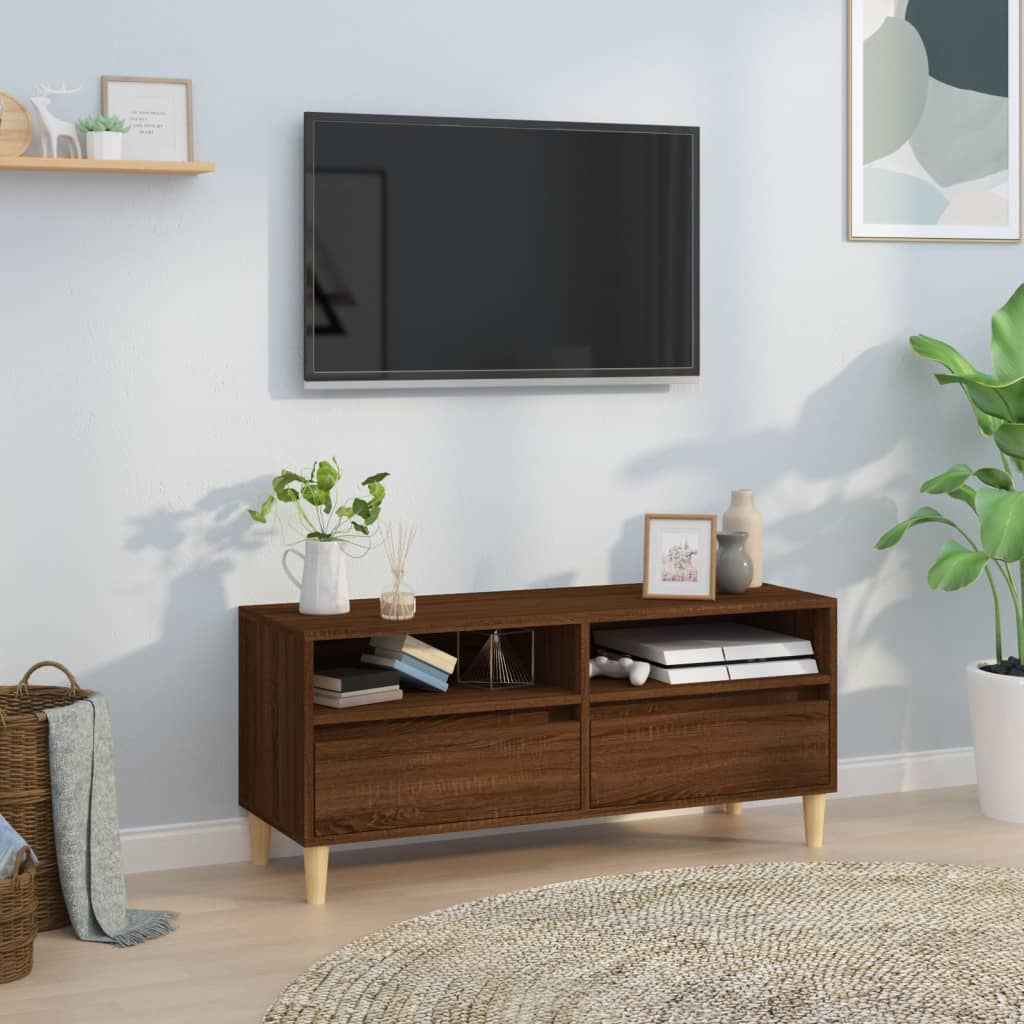 Vetonek Mueble de TV madera contrachapada marrón roble 100x34,5x44,5 cm