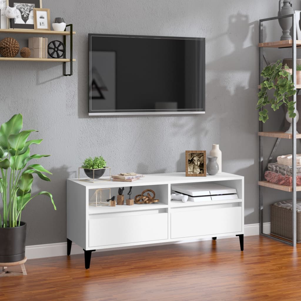 Vetonek Mueble para TV madera contrachapada blanco 100x34,5x44,5 cm