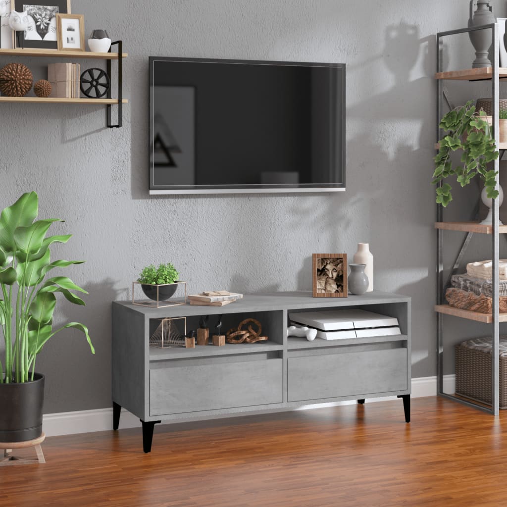 Vetonek Mueble de TV madera contrachapada gris hormigón 100x34,5x44,5cm