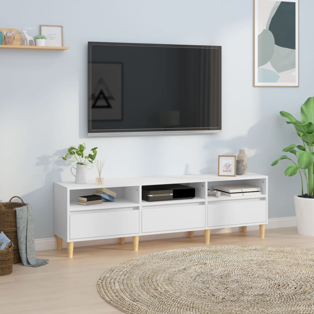 Vetonek Mueble de TV madera contrachapada blanco 150x30x44,5 cm