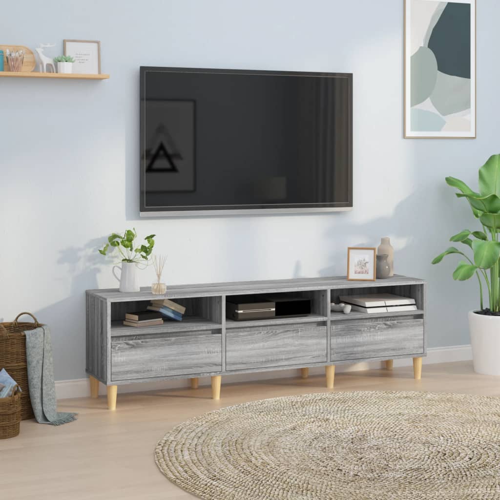 Vetonek Mueble para TV madera contrachapada gris Sonoma 150x30x44,5 cm