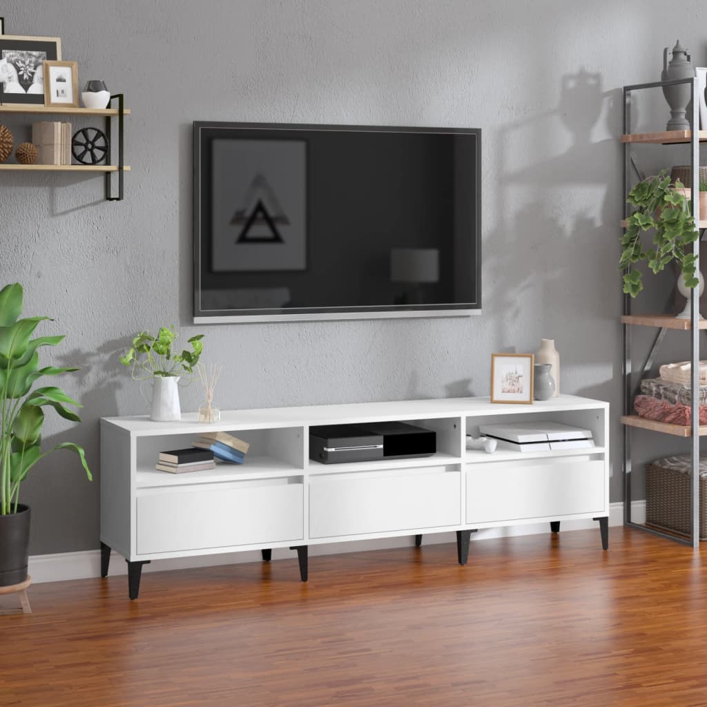 Vetonek Mueble de TV madera contrachapada blanco 150x30x44,5 cm